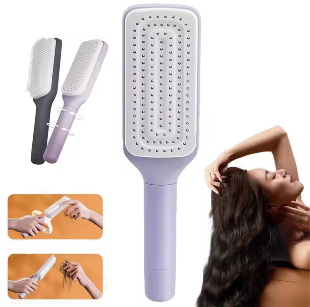 Self-Clean Hair Brush lavender and grey