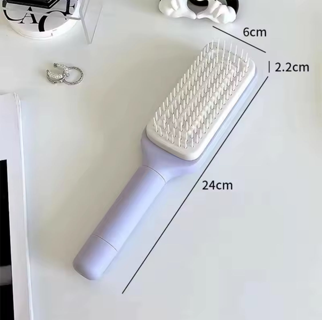 Self-Clean Hair Brush grey – product view