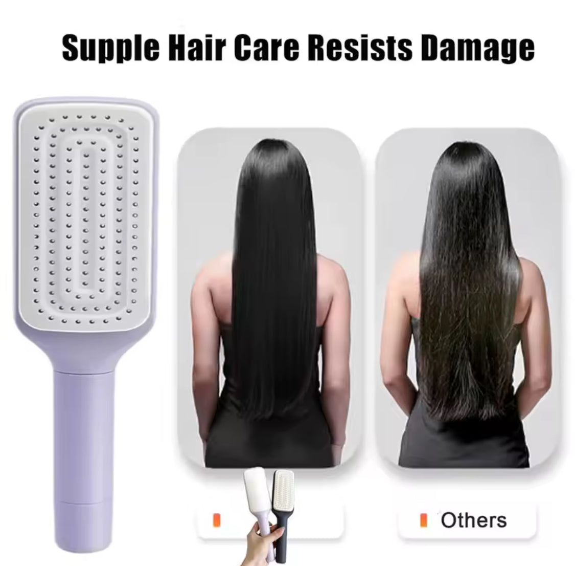 Self-Clean Hair Brush lavender – product view